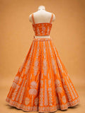 Orange Designer Lehenga Choli for Women | Embroidered Wedding Wear