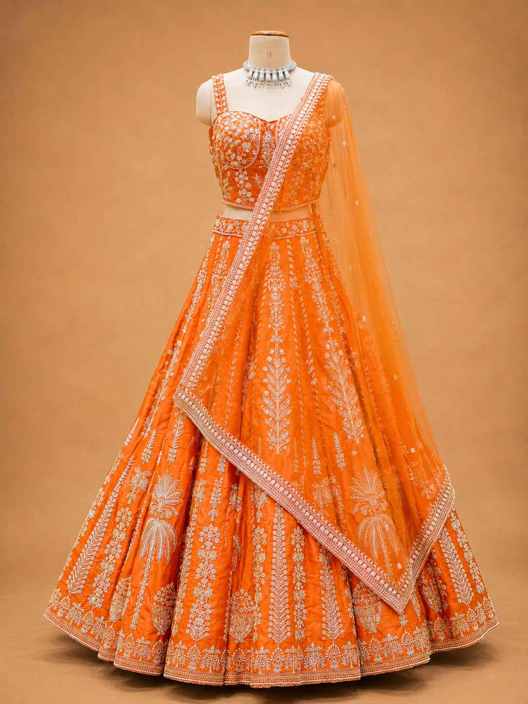 Orange Designer Lehenga Choli for Women | Embroidered Wedding Wear