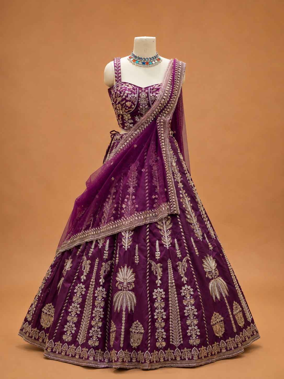 Wine Designer Lehenga Choli for Women | Embroidered Wedding Lehenga
