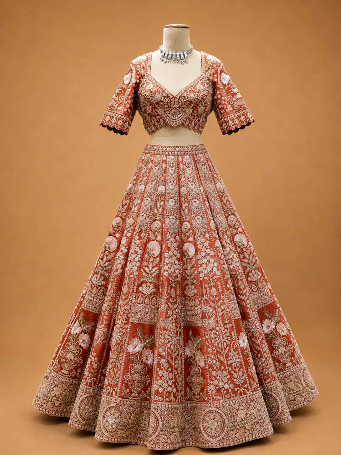 Orange Designer Lehenga Choli for Women | Embroidered Wedding Lehenga