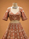 Orange Designer Lehenga Choli for Women | Embroidered Wedding Lehenga