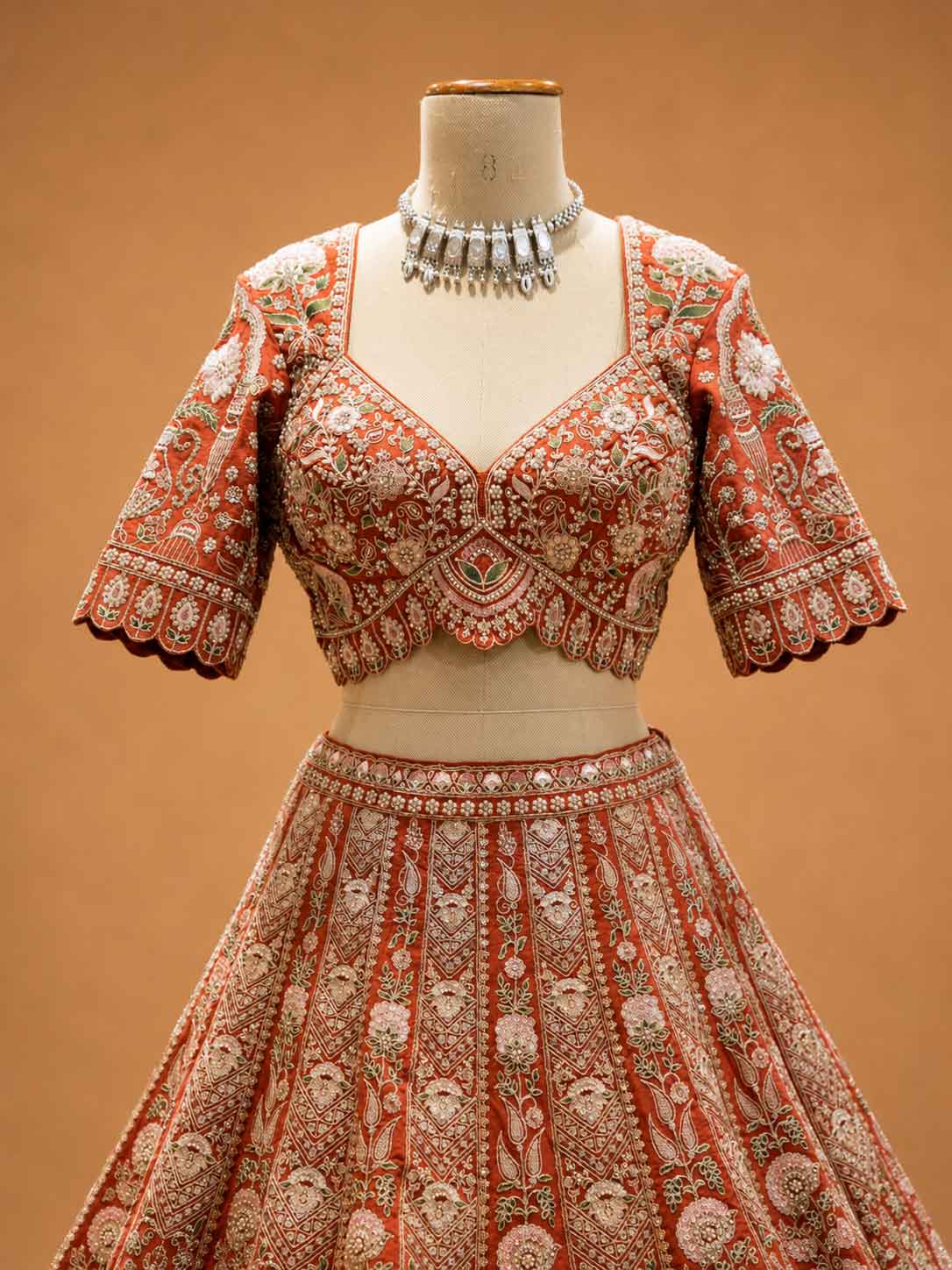 Orange Designer Lehenga Choli for Women | Embroidered Wedding Lehenga