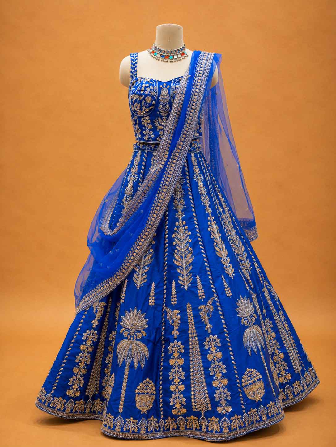 Royal Blue Designer Lehenga Choli for Women | Gold Embroidered Wedding Wear