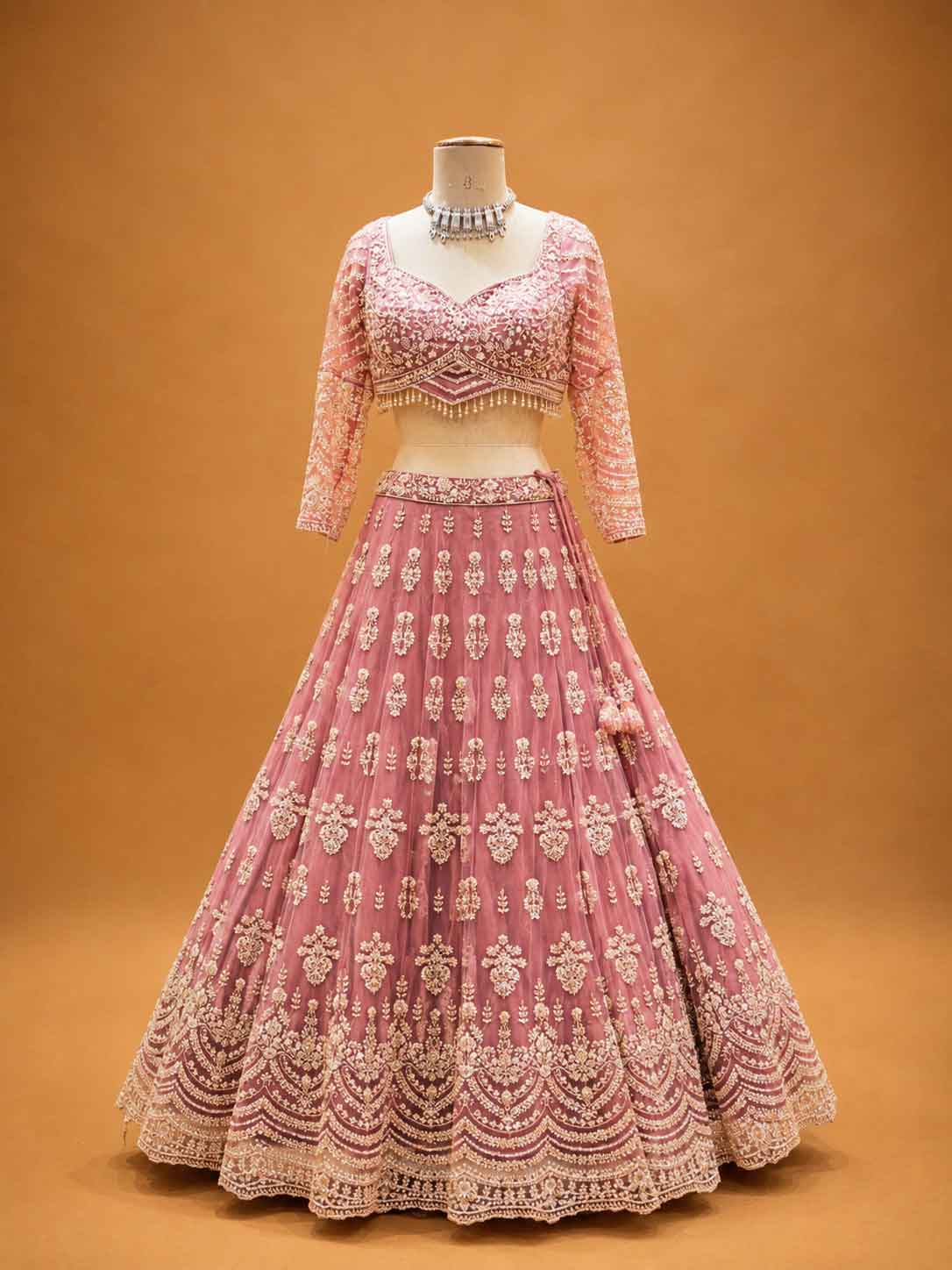 Onion Colour Designer Lehenga Choli for Women | Embroidered Wedding Wear