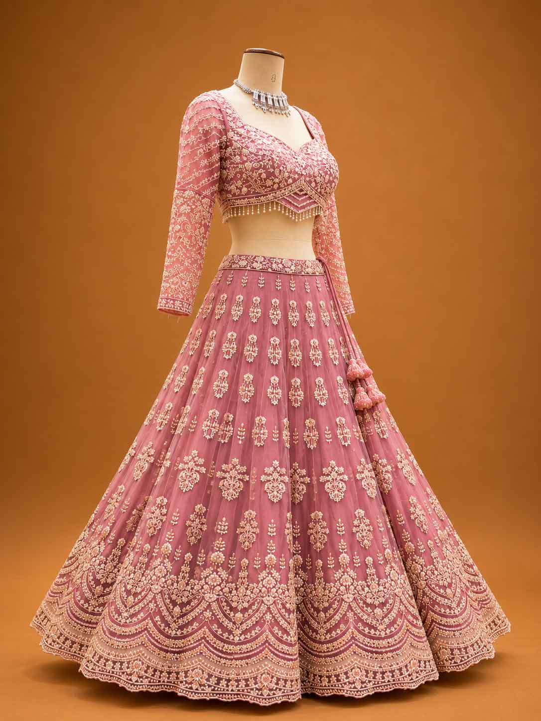 Onion Colour Designer Lehenga Choli for Women | Embroidered Wedding Wear