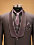 Wine 3-Piece Suit for Men with Waistcoat, Tie & Pocket Square | Premium Formal Wear