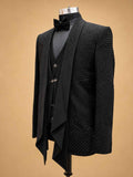 Black Embellished Tuxedo Suit for Men with Bow Tie & Waistcoat | Premium Formal Wear
