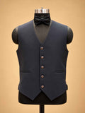 Midnight Navy 3-Piece Suit for Men with Embellished Blazer, Waistcoat & Bow Tie
