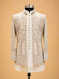 Ivory White Designer Embroidered Sherwani for Men | Luxury Groom Wedding Wear