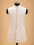 Ivory White Designer Embroidered Sherwani for Men | Luxury Groom Wedding Wear