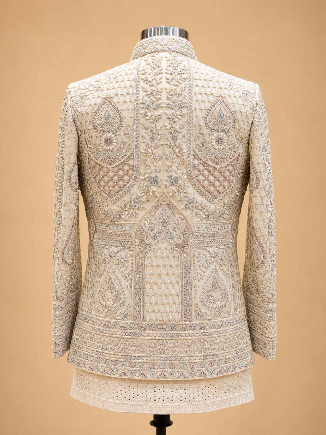 Ivory White Designer Embroidered Sherwani for Men | Luxury Groom Wedding Wear