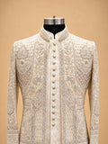 Ivory White Designer Embroidered Sherwani for Men | Luxury Groom Wedding Wear