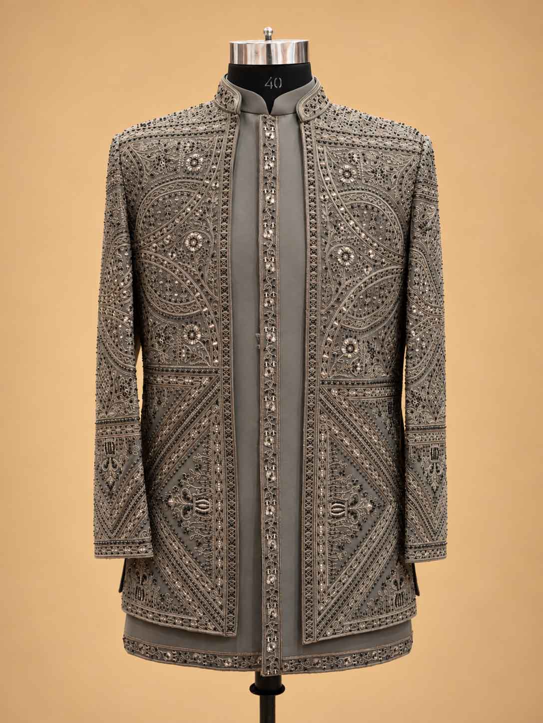 Grey Embroidered Designer Sherwani for Men | Luxury Wedding Wear
