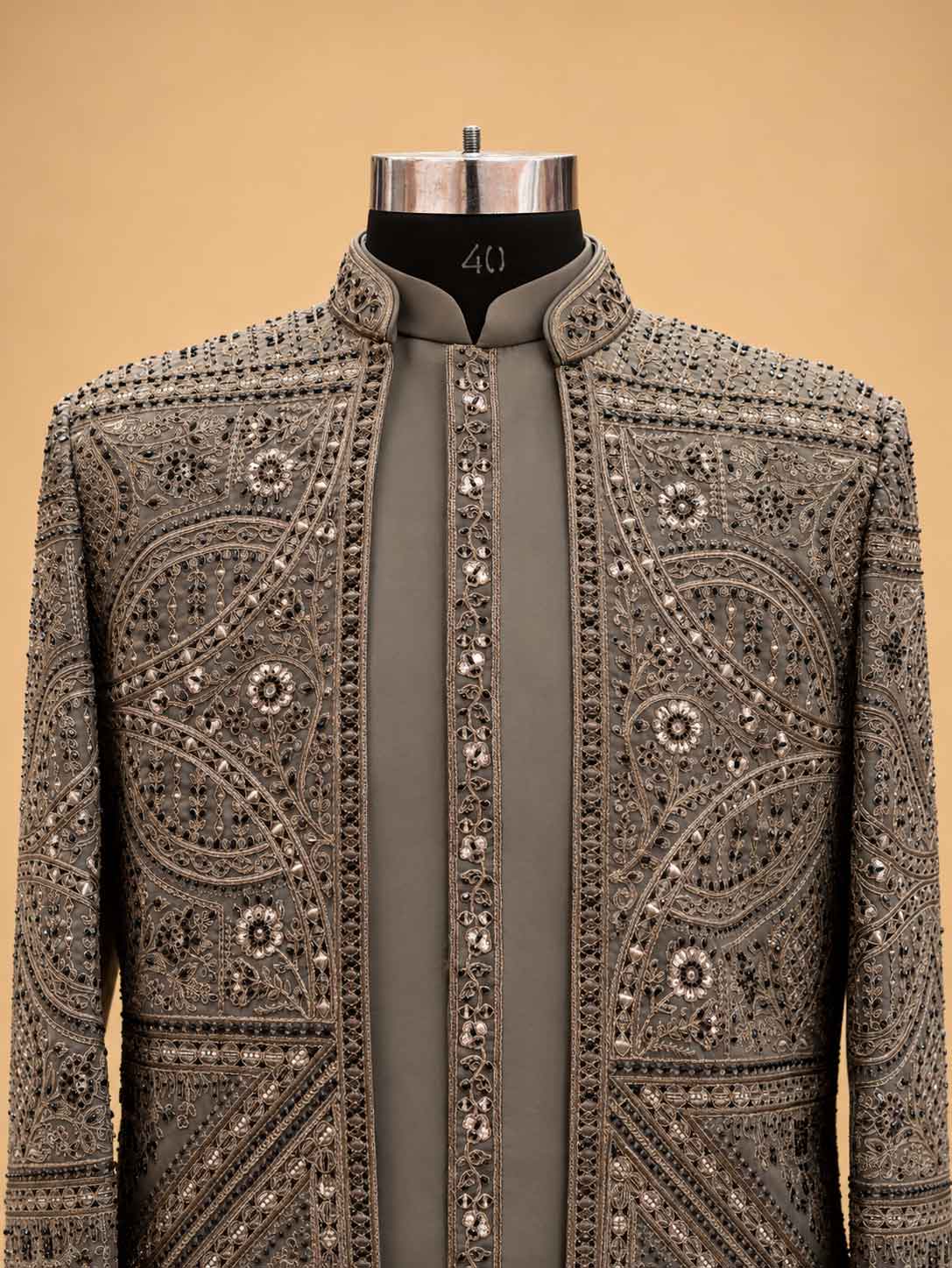 Grey Embroidered Designer Sherwani for Men | Luxury Wedding Wear