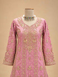 Lavender & Gold Embroidered Anarkali Suit Set with Flared Lehenga & Dupatta | Designer Festive Wear