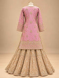Lavender & Gold Embroidered Anarkali Suit Set with Flared Lehenga & Dupatta | Designer Festive Wear