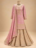 Lavender & Gold Embroidered Anarkali Suit Set with Flared Lehenga & Dupatta | Designer Festive Wear