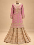 Lavender & Gold Embroidered Anarkali Suit Set with Flared Lehenga & Dupatta | Designer Festive Wear