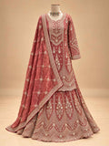 Dusty Rose Embellished Anarkali Suit Set with Printed Flared Bottom & Dupatta | Festive Ethnic Wear