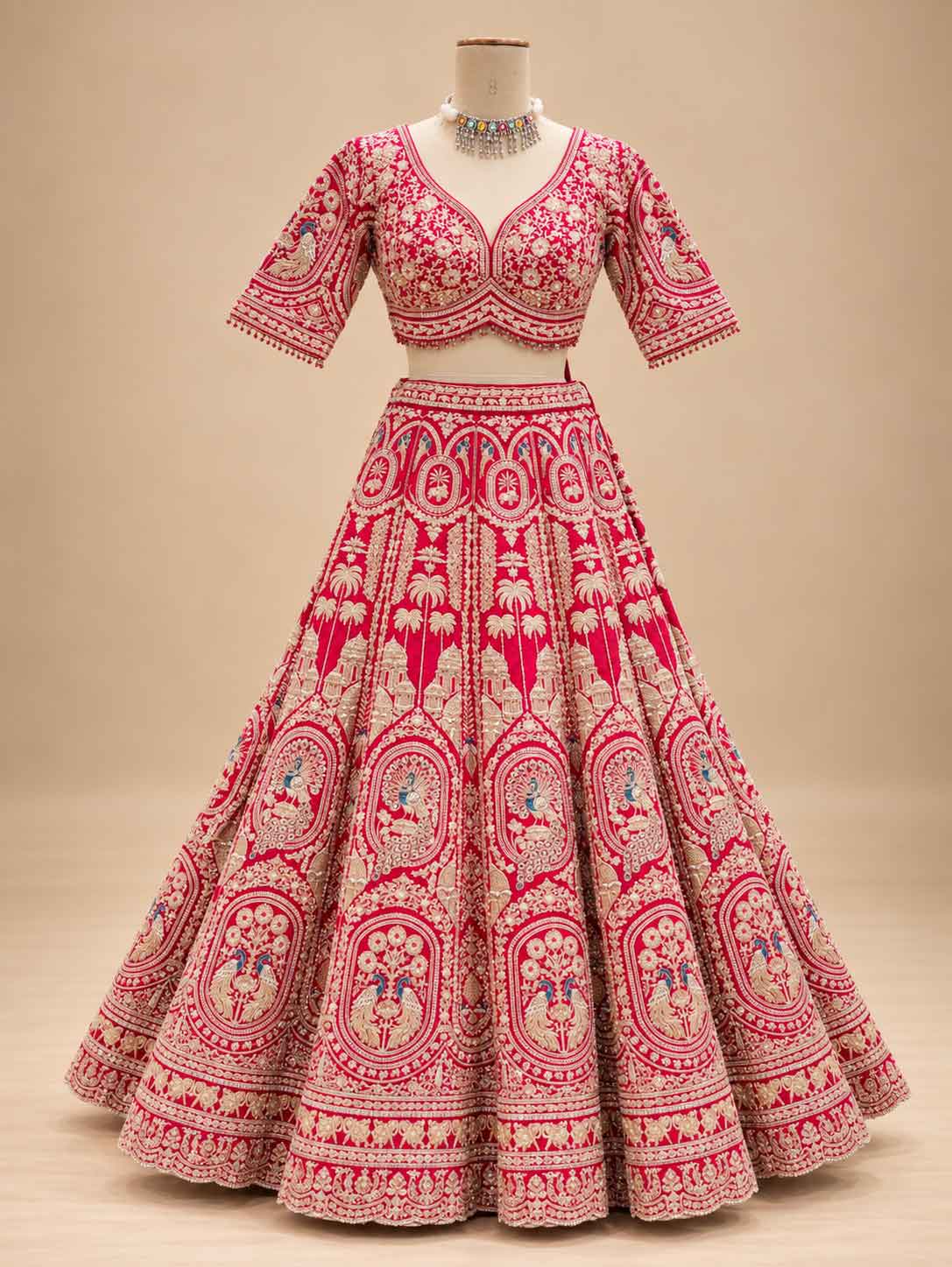 Red Embroidered Bridal Lehenga Choli with Dupatta | Designer Wedding Lehenga