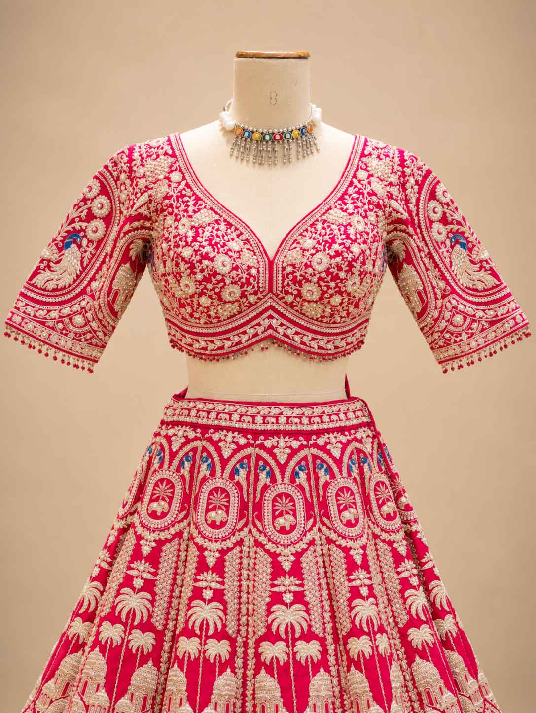 Red Embroidered Bridal Lehenga Choli with Dupatta | Designer Wedding Lehenga