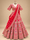 Red Embroidered Bridal Lehenga Choli with Dupatta | Designer Wedding Lehenga