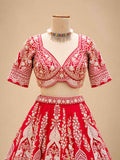 Red Traditional Bridal Lehenga Choli with Dupatta | Heavily Embroidered Wedding Lehenga