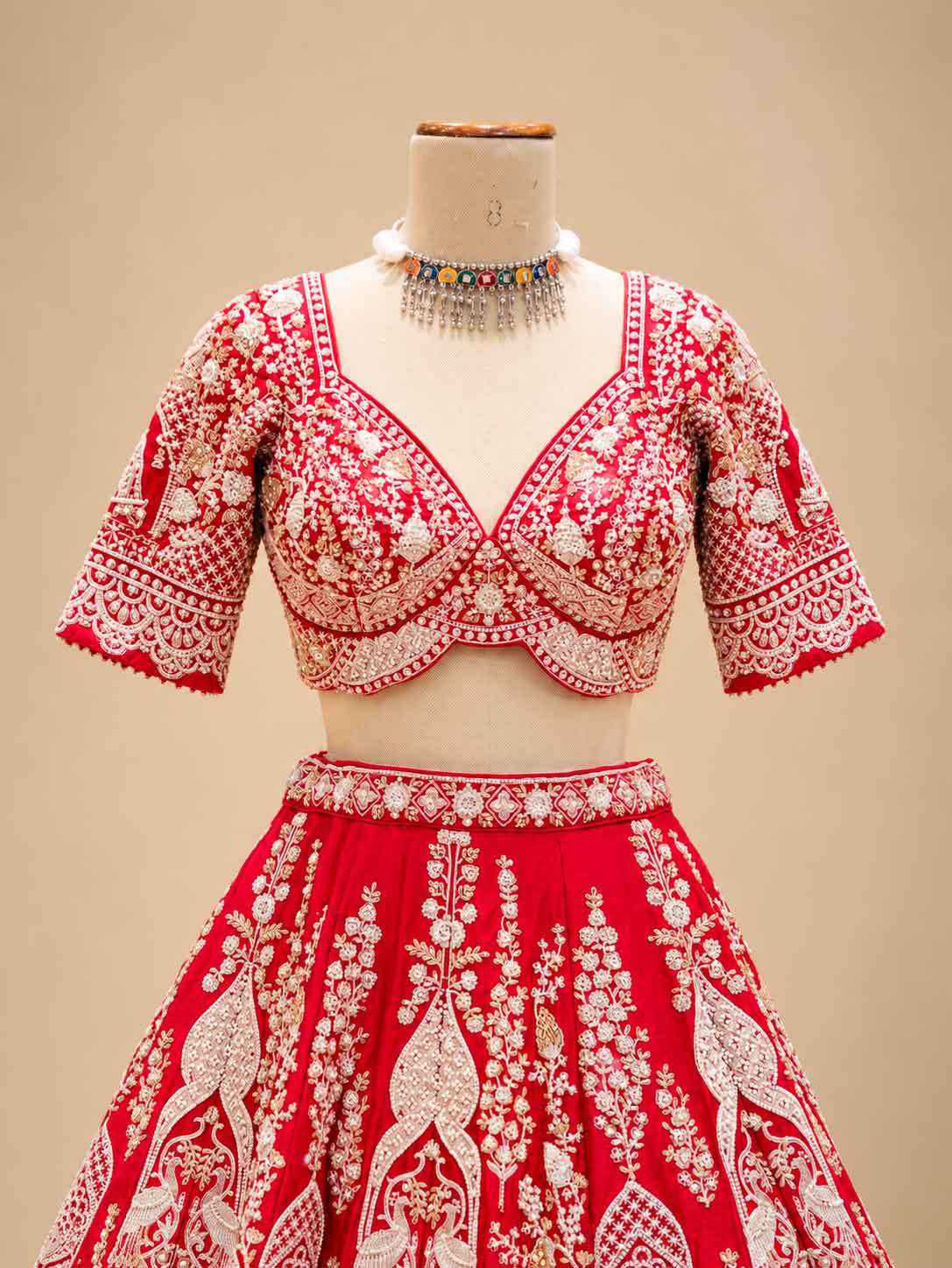 Red Traditional Bridal Lehenga Choli with Dupatta | Heavily Embroidered Wedding Lehenga