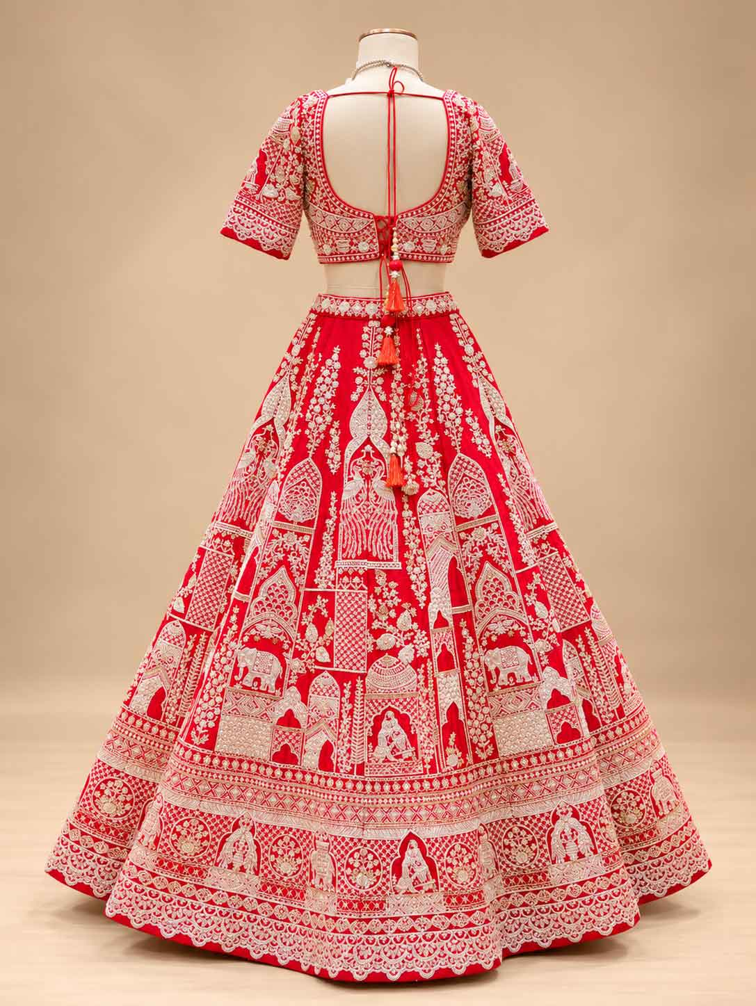 Red Traditional Bridal Lehenga Choli with Dupatta | Heavily Embroidered Wedding Lehenga