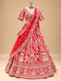 Red Traditional Bridal Lehenga Choli with Dupatta | Heavily Embroidered Wedding Lehenga