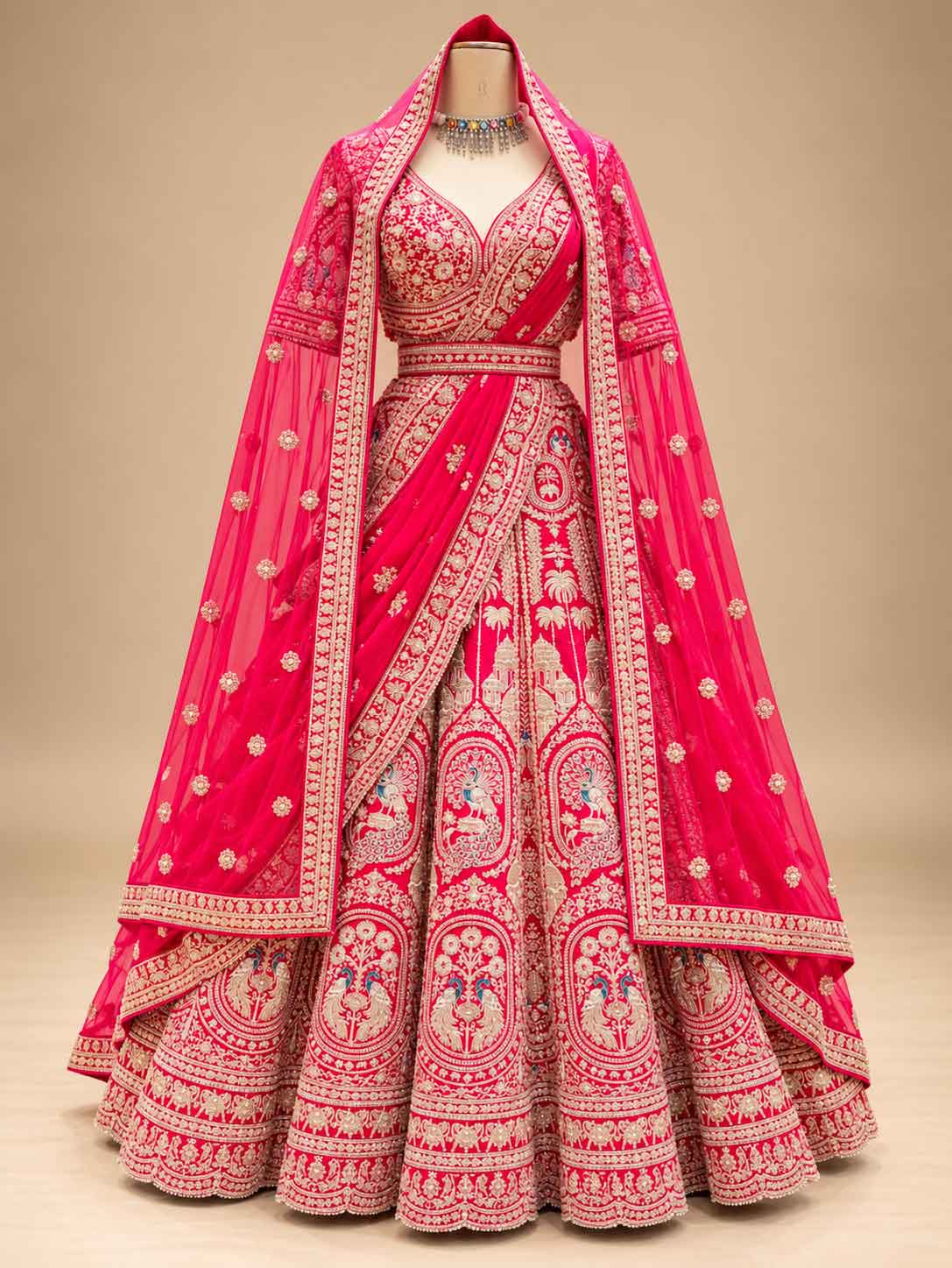 Red Embroidered Bridal Lehenga Choli with Dupatta | Designer Wedding Lehenga