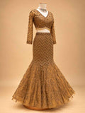 Brown Embellished Lehenga Choli with Sheer Dupatta | Designer Wedding Wear