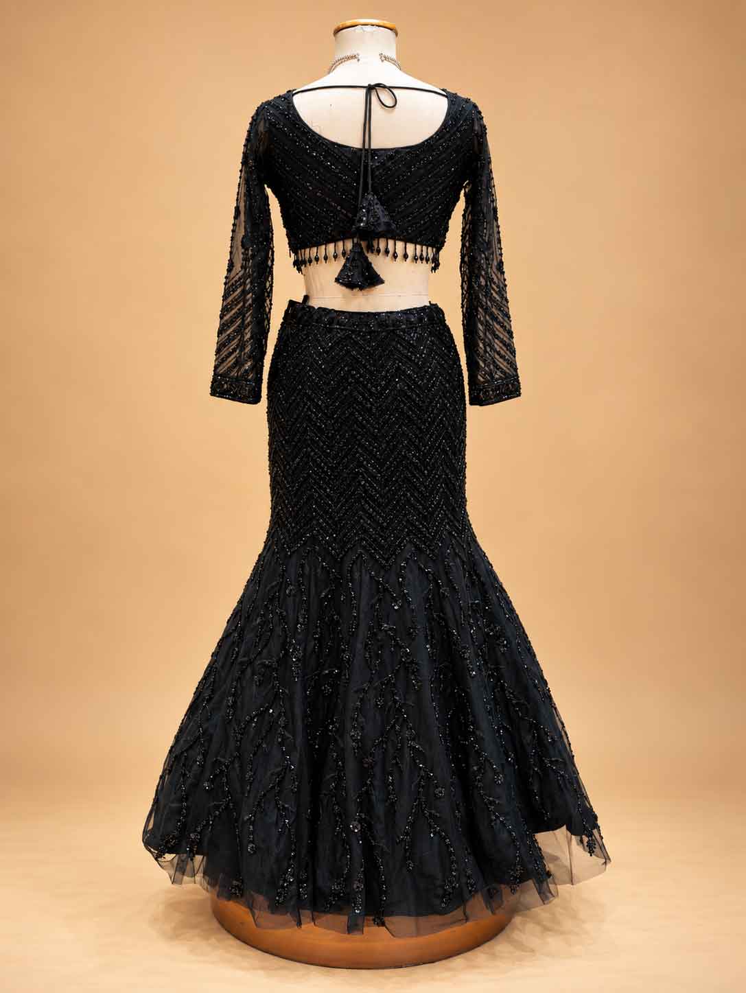 Black Embellished Lehenga Choli with Sheer Dupatta | Designer Wedding Wear