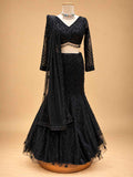 Black Embellished Lehenga Choli with Sheer Dupatta | Designer Wedding Wear