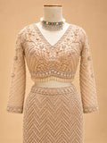 Gold Embellished Lehenga Choli with Sheer Dupatta | Designer Wedding Wear