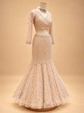Gold Embellished Lehenga Choli with Sheer Dupatta | Designer Wedding Wear