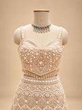 Gold Embellished Bridal Lehenga Choli with Sheer Dupatta | Designer Wedding Wear