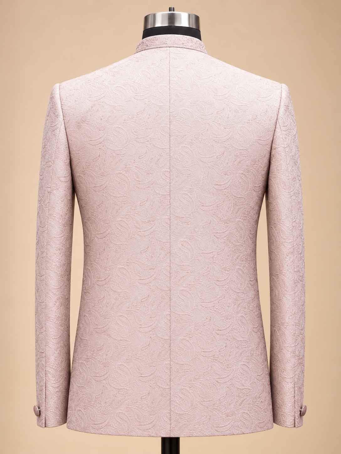 Alternate product view 4 of Lavender Embroidered Bandhgala Suit for Men by Guptas Textiles Annexe, Bengaluru