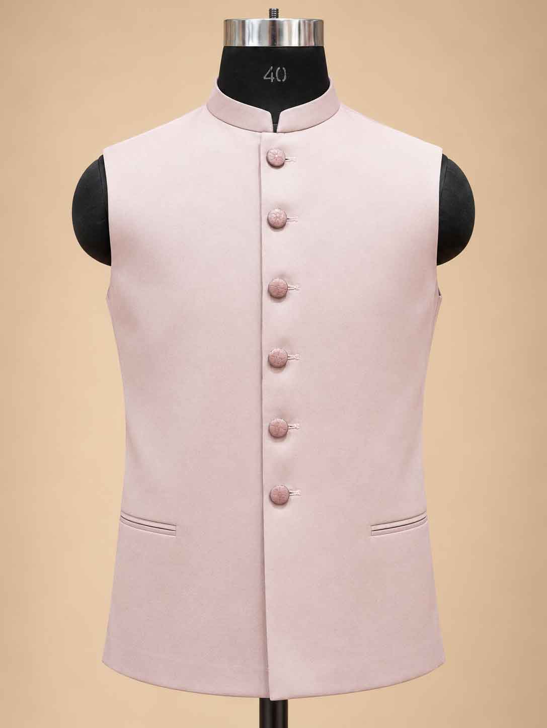 Alternate product view 5 of Lavender Embroidered Bandhgala Suit for Men by Guptas Textiles Annexe, Bengaluru