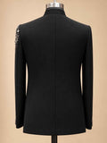 Alternate product view 5 of Black Embroidered Bandhgala Suit for Men by Guptas Textiles Annexe, Bengaluru