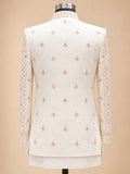 Alternate product view 3 of Cream Embroidered Sherwani for Men by Guptas Textiles Annexe, Bengaluru
