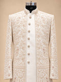 Alternate product view 5 of Cream Embroidered Sherwani for Men by Guptas Textiles Annexe, Bengaluru