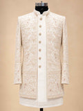 Alternate product view 6 of Cream Embroidered Sherwani for Men by Guptas Textiles Annexe, Bengaluru