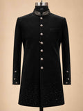 Alternate product view 2 of Black Embroidered Sherwani for Men by Guptas Textiles Annexe, Bengaluru