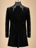 Alternate product view 3 of Black Embroidered Sherwani for Men by Guptas Textiles Annexe, Bengaluru