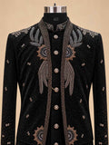 Alternate product view 5 of Black Embroidered Sherwani for Men by Guptas Textiles Annexe, Bengaluru