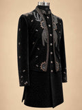 Alternate product view 6 of Black Embroidered Sherwani for Men by Guptas Textiles Annexe, Bengaluru