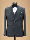 Navy Blue Designer Three-Piece Suit for Men | Wedding & Reception Wear