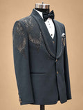 Navy Blue Designer Three-Piece Suit for Men | Wedding & Reception Wear