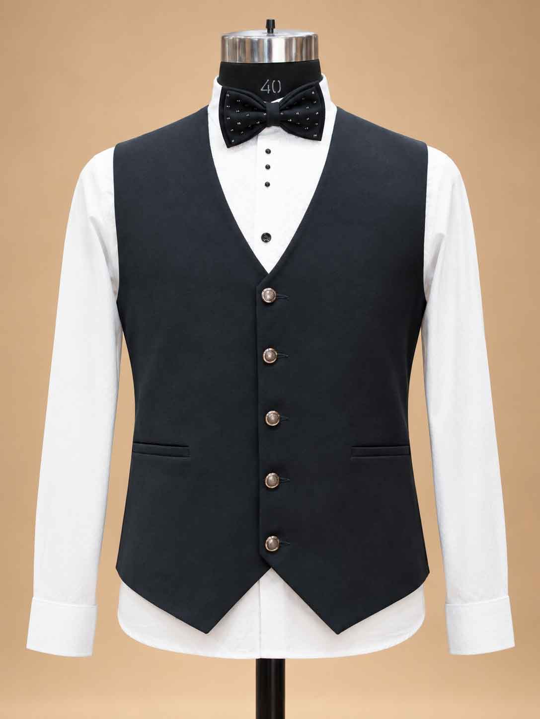 Navy Blue Designer Three-Piece Suit for Men | Wedding & Reception Wear